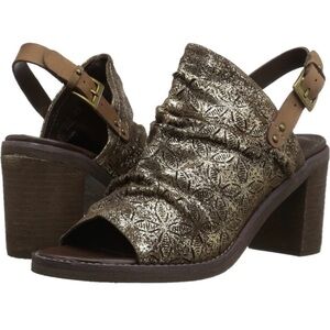 Naughty Monkey Bronze Nyxx Leather Cut-out Open Toe Mules